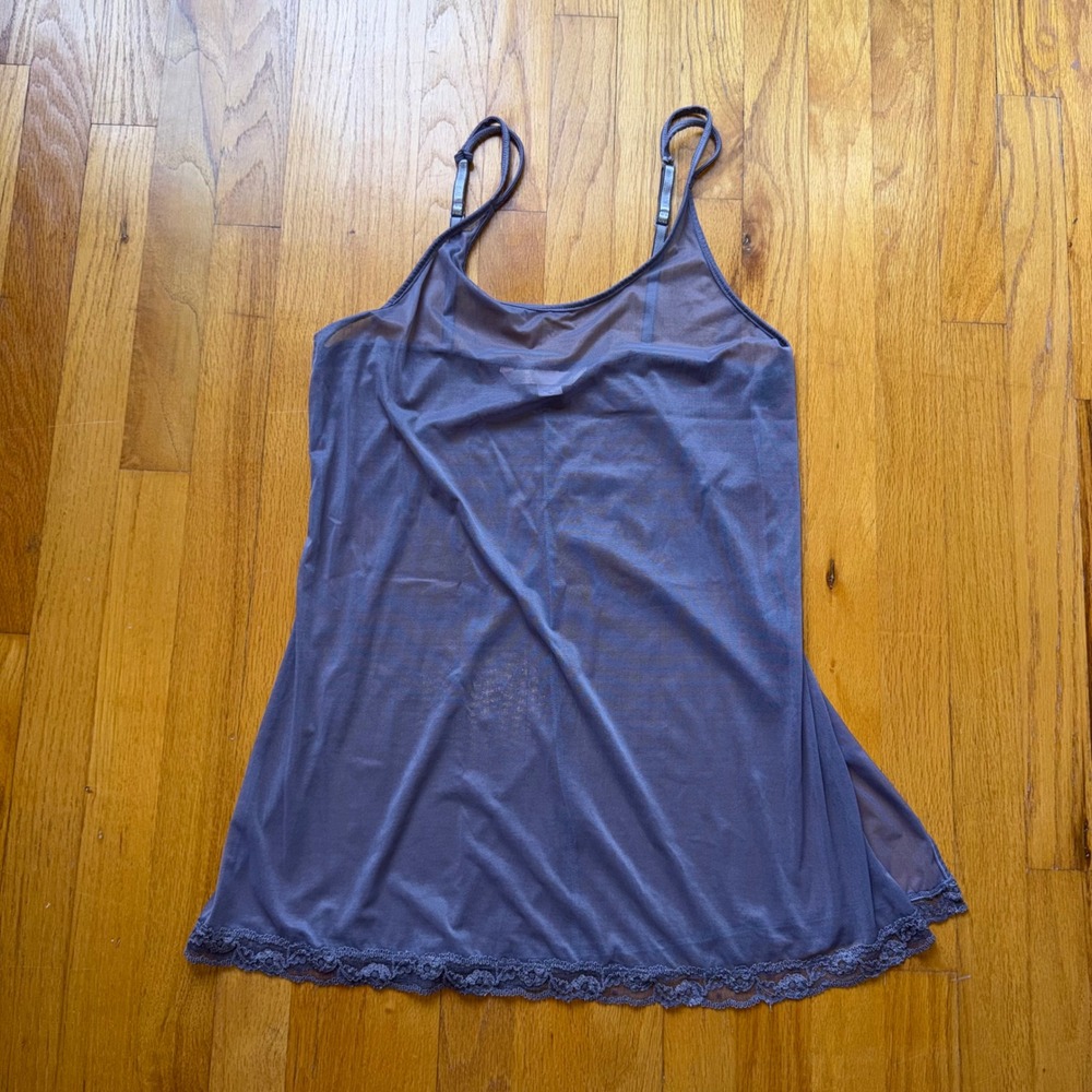 Victoria's Secret Sheer Mesh Lace Trim Chemise Purple Sleepwear M Y2K 2000s